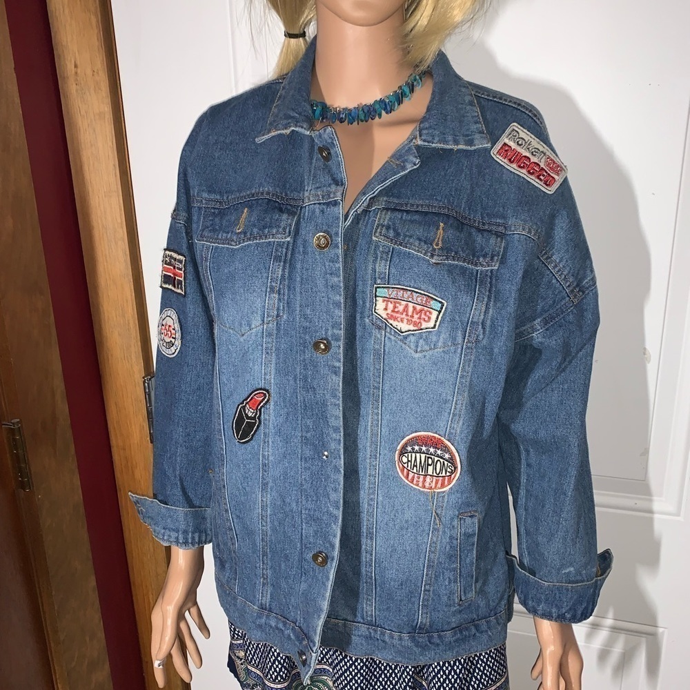 Jean/Denim Jacket with Patches XL - Picture 11 of 12